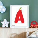 A is for apple children's nursery print from Blackbird Design Shop