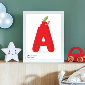 A is for apple children's nursery print from Blackbird Design Shop