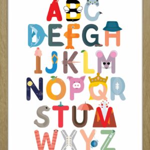 An illustrated alphabet print for children in New Zealand