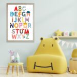 An illustrated alphabet print for children's bedrooms from Blackbird Design Shop