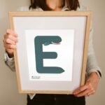 E is for Eel single illustrated letter alphabet print for children