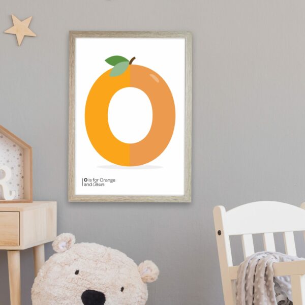 O is for orange alphabet illustrated print from Blackbird Design Shop