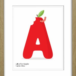 A baby shower gift idea which is an illustrated a alphabet print for children