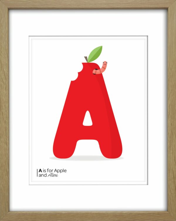 A baby shower gift idea which is an illustrated a alphabet print for children