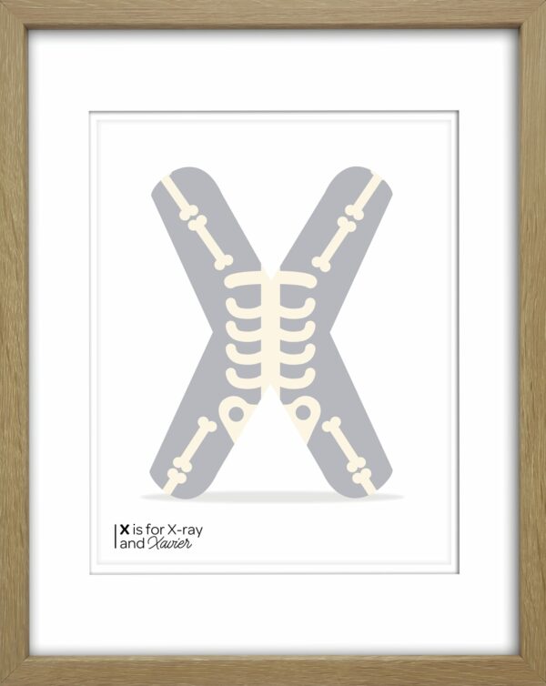 X is for x-ray custom print for children and babies in New Zealand