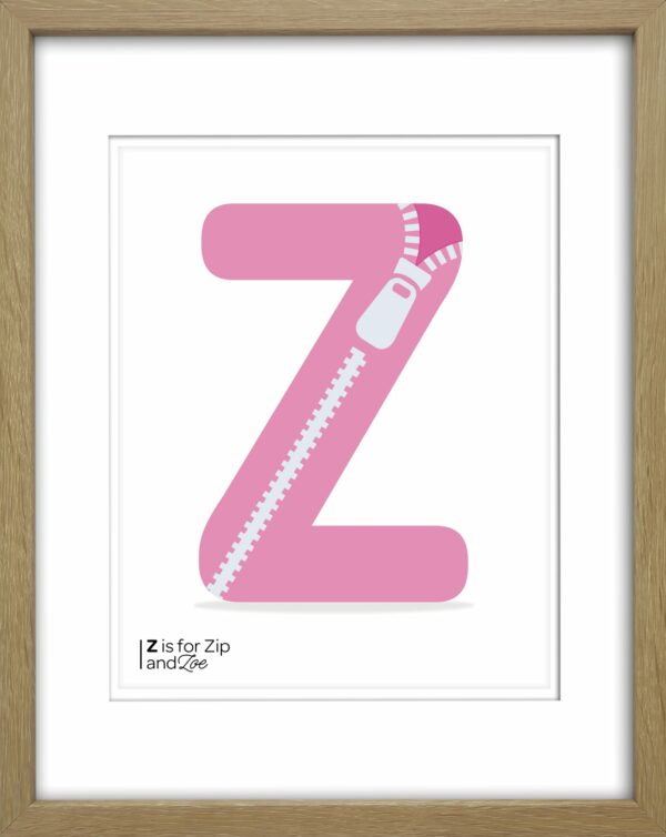 Z is for zip illustrated nursery and bedroom printed decoration for children and babies