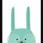 A green rabbit illustration print for babies and a gift for new mums