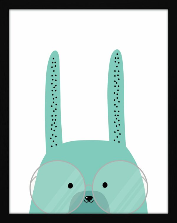 A green rabbit illustration print for babies and a gift for new mums