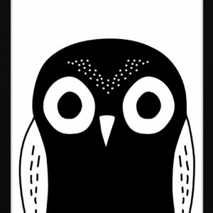 A black owl illustrated print from Blackbird Design Shop for children