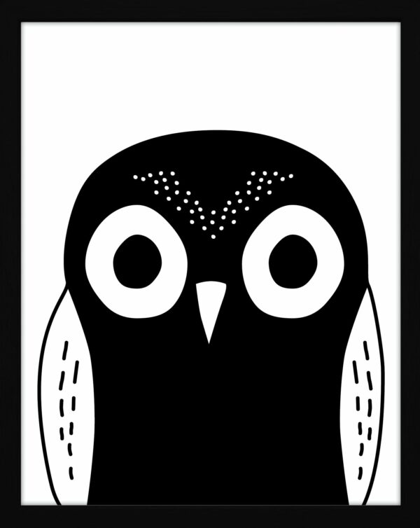 A black owl illustrated print from Blackbird Design Shop for children