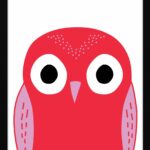 A pink owl illustrated print great for newborn baby bedroom decoration