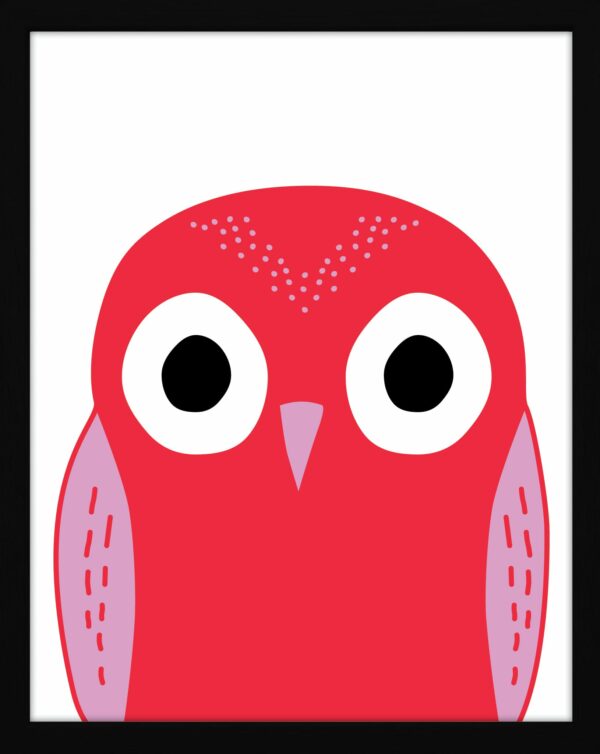 A pink owl illustrated print great for newborn baby bedroom decoration