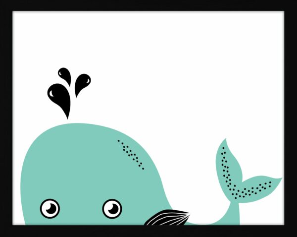 A children's whale illustration print for baby shower gift ideas