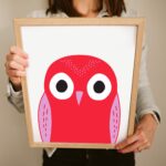 A cute nursery decoration illustrated owl from Blackbird Design Shop