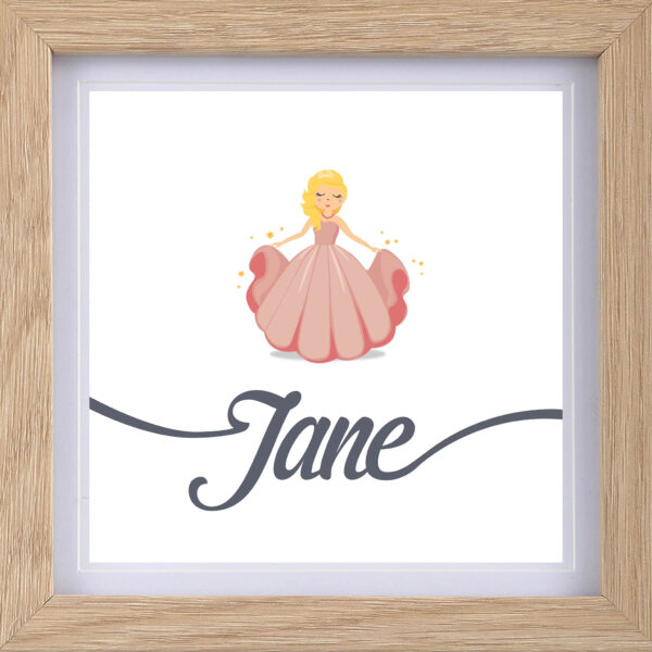 A princess bedroom decoration print for children with a custom name